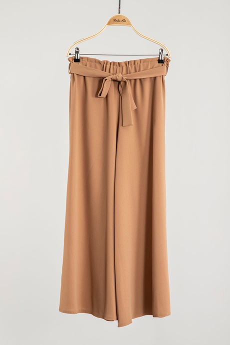 Kuşaklı Krep Pantolon Camel