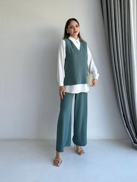 Lenora Krep Takım Yeşil