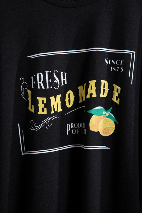 Limon Baskılı T-Shirt Siyah - Moda AlaLimon Baskılı T-Shirt Siyah
