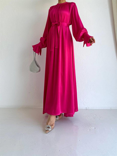 Manşet Detaylı Lizbon Elbise Pembe