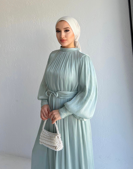 Manşeti Düğmeli Organze Elbise Çağla - Moda AlaManşeti Düğmeli Organze Elbise Çağla