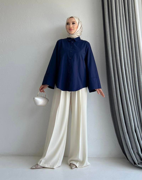 Manşeti Geniş Poplin Gömlek Lacivert - Moda AlaManşeti Geniş Poplin Gömlek Lacivert