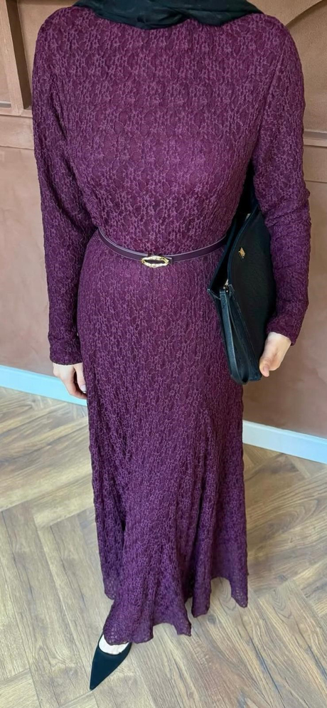 MARİA DANTEL ELBİSE Bordo