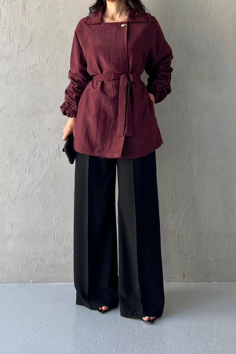 Martha Büzgülü Ceket Bordo