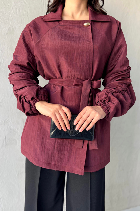 Martha Büzgülü Ceket Bordo