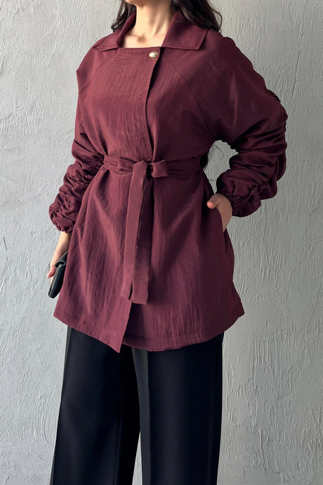 Martha Büzgülü Ceket Bordo