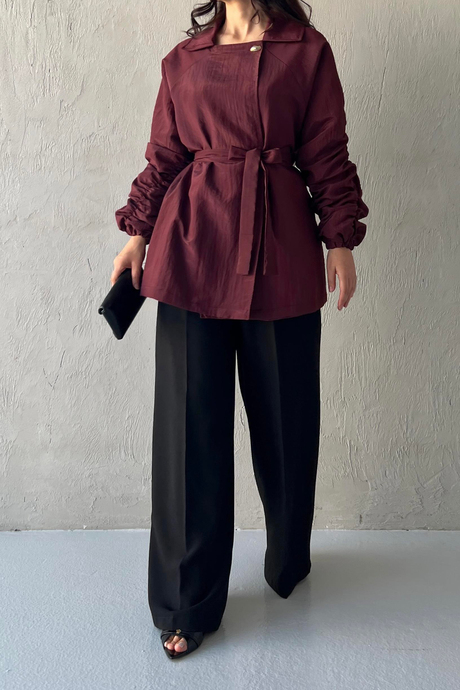 Martha Büzgülü Ceket Bordo