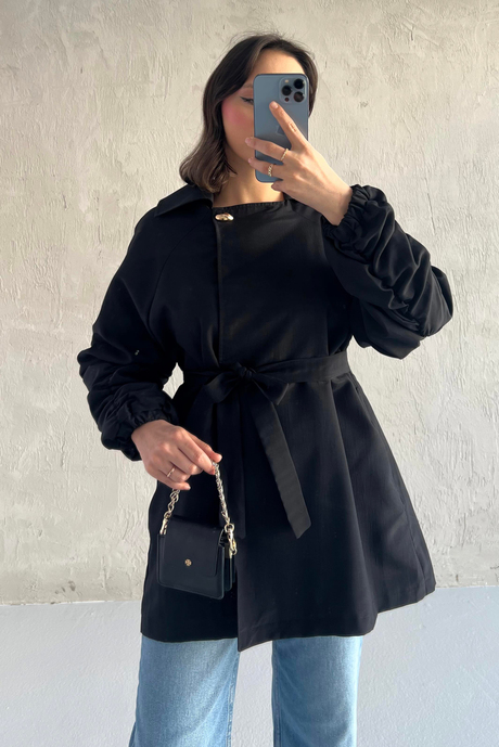 Martha Büzgülü Ceket Siyah