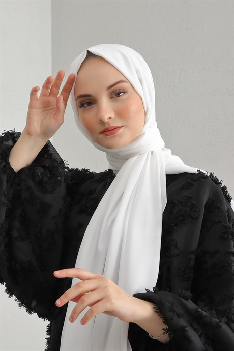 Medine İpeği Şal Beyaz