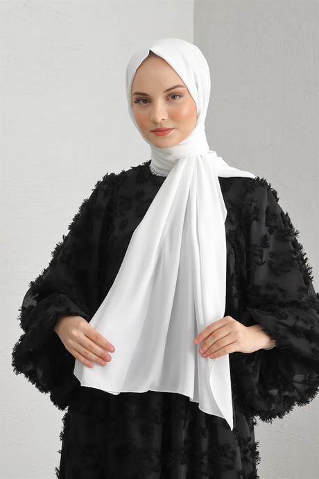 Medine İpeği Şal Beyaz