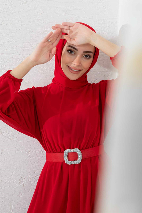 Mevlana Şifon Elbise Kırmızı - Moda AlaMevlana Şifon Elbise Kırmızı