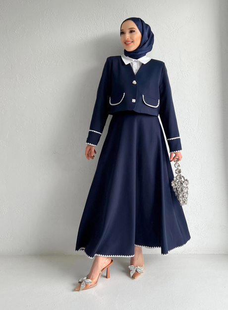 Midye Dikişli Takım Lacivert | Moda AlaMidye Dikişli Takım Lacivert