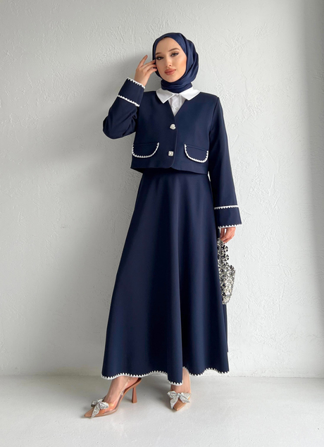 Midye Dikişli Takım Lacivert | Moda AlaMidye Dikişli Takım Lacivert