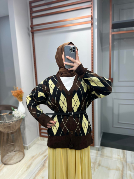 MİXRAY BAKLAVA DESEN HIRKA Sarı