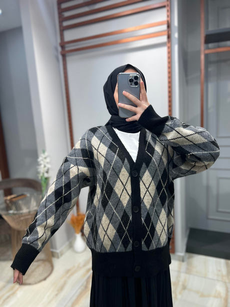 MİXRAY BAKLAVA DESEN HIRKA Siyah