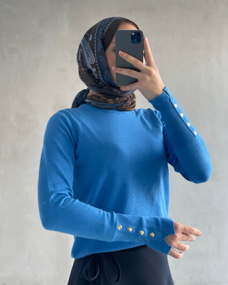 MİXRAY KOLU DROPLU KAZAK Mavi