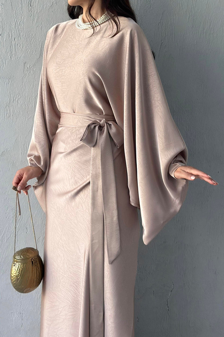 Moda Saten Takım Bej
