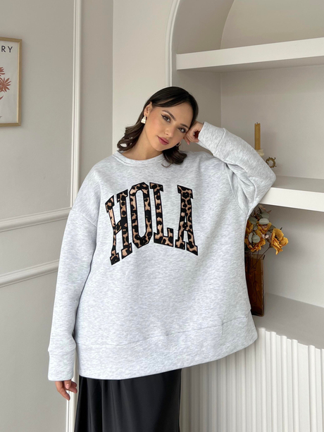 Nakışlı Sweatshirt Gri