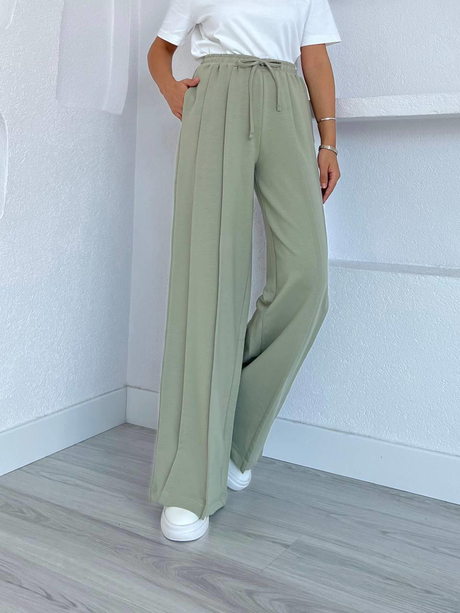 Nervür Dikişli Pantolon Çağla