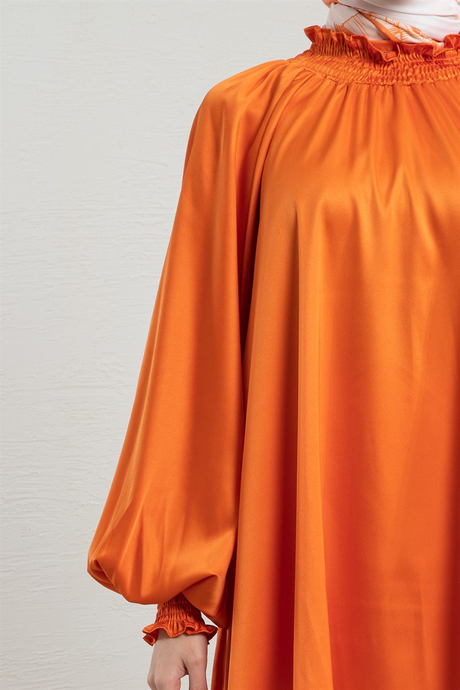 Nevra Saten Tunik Oranj