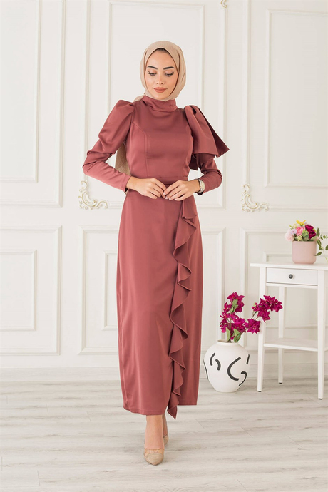 Omuz Fiyonk Detaylı Abiye - Marsala