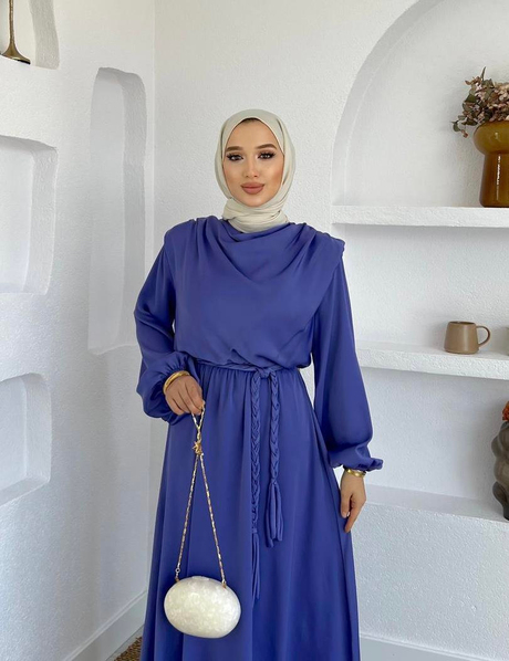 Örgü Kemerli Saten Elbise Lila - Moda AlaÖrgü Kemerli Saten Elbise Lila