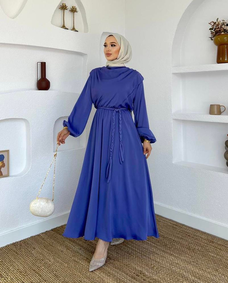 Örgü Kemerli Saten Elbise Lila - Moda AlaÖrgü Kemerli Saten Elbise Lila