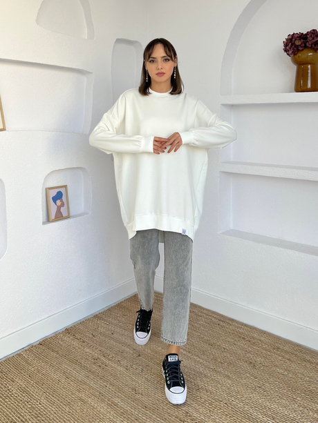 Oversize Basic Sweatshirt Ekru