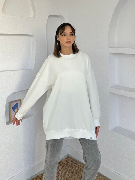 Oversize Basic Sweatshirt Ekru