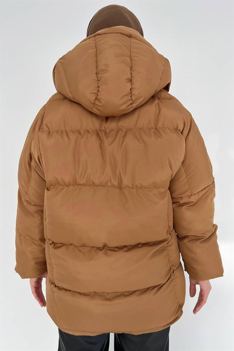 Oversize Şişme Mont Bej