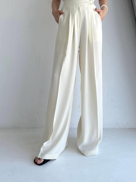 Palazzo Bol Pantolon Ekru | Moda AlaPalazzo Bol Pantolon Ekru