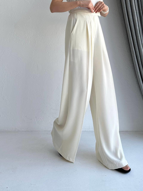 Palazzo Bol Pantolon Ekru | Moda AlaPalazzo Bol Pantolon Ekru