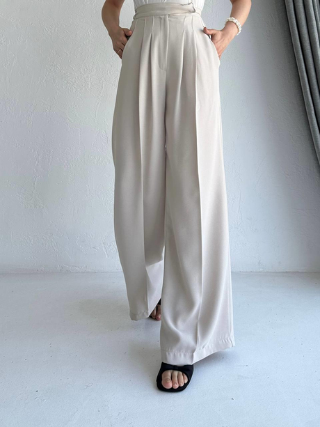 Palazzo Bol Pantolon Taş | Moda AlaPalazzo Bol Pantolon Taş