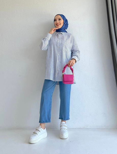 Pamela Çizgili Keten Gömlek Mavi - Moda AlaPamela Çizgili Keten Gömlek Mavi