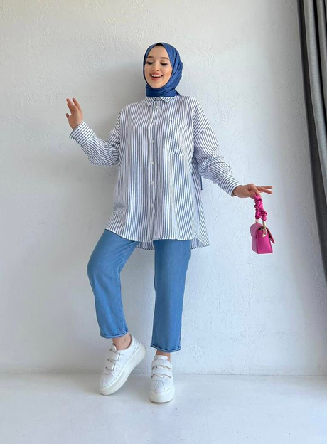 Pamela Çizgili Keten Gömlek Mavi - Moda AlaPamela Çizgili Keten Gömlek Mavi
