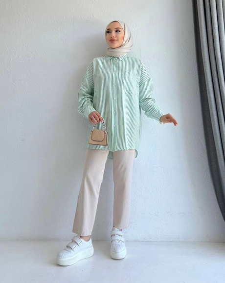 Pamela Çizgili Keten Gömlek Yeşil - Moda AlaPamela Çizgili Keten Gömlek Yeşil