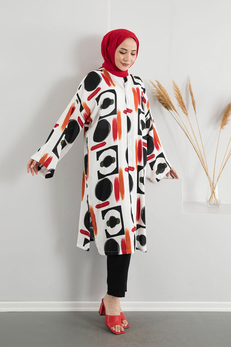 Papatya Desenli Kimono Takım