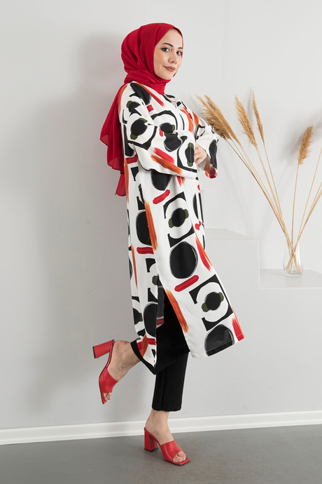 Papatya Desenli Kimono Takım