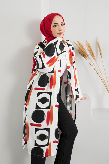 Papatya Desenli Kimono Takım