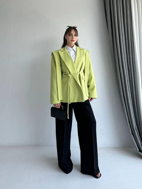Parçalı Blazer Ceket Fıstık Yeşili | Moda AlaParçalı Blazer Ceket Fıstık Yeşili
