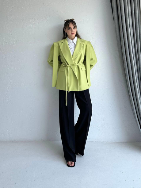 Parçalı Blazer Ceket Fıstık Yeşili | Moda AlaParçalı Blazer Ceket Fıstık Yeşili