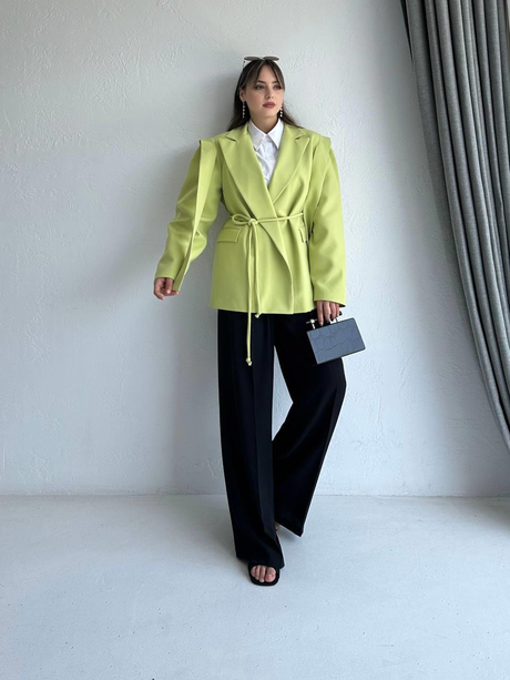 Parçalı Blazer Ceket Fıstık Yeşili | Moda AlaParçalı Blazer Ceket Fıstık Yeşili