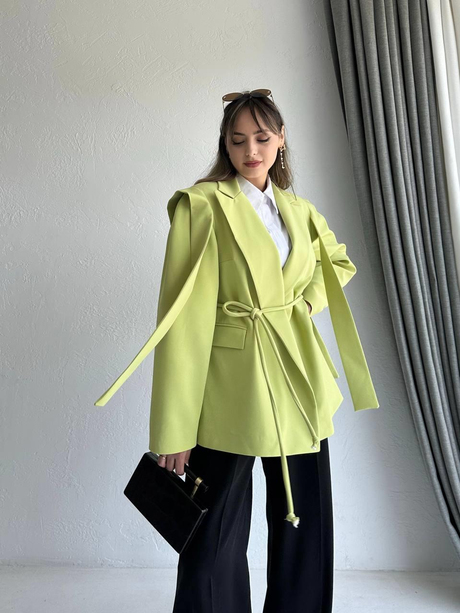 Parçalı Blazer Ceket Fıstık Yeşili | Moda AlaParçalı Blazer Ceket Fıstık Yeşili