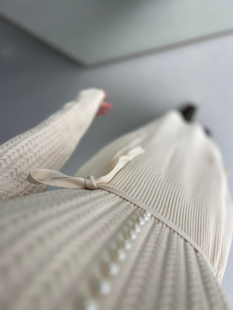 PEARL KNIT DRESS Ekru