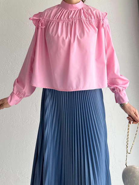 Pilise Volanlı Bluz Pembe