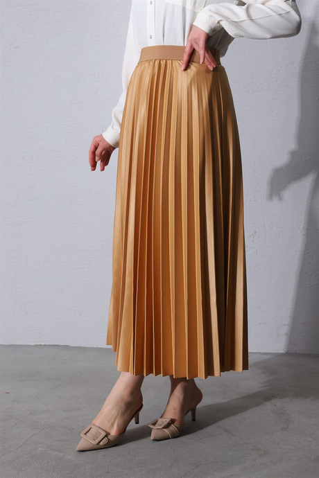 Piliseli Etek Bej - Moda AlaPiliseli Etek Bej
