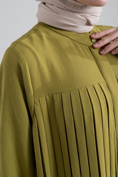 Plise Detaylı Tunik Yeşil