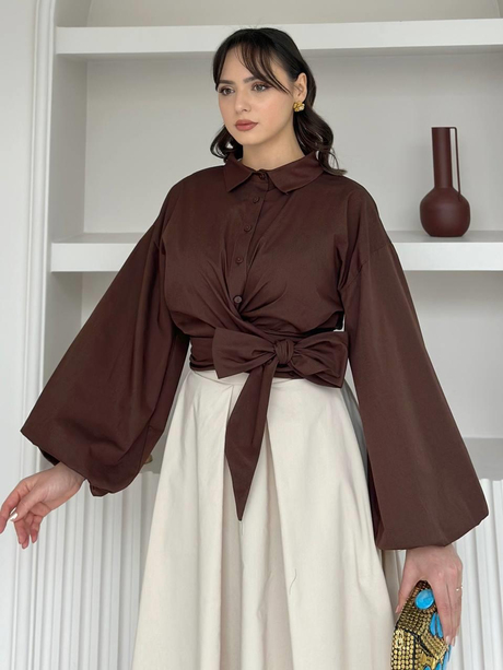Poplin Tunik Kahverengi
