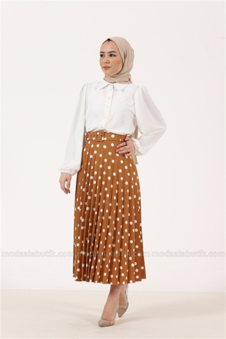 Puantiyeli Etek - Hardal