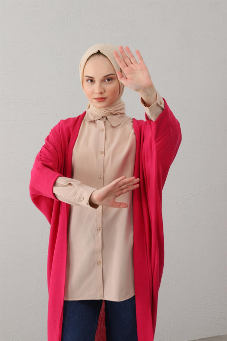 Salaş Keten Kimono Fuşya